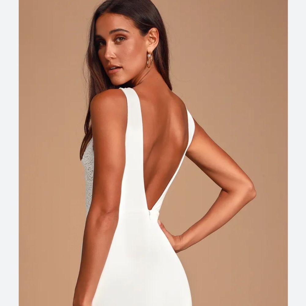 Lulus Coquina White Lace Bodycon Dress MED 6-8 LIKE NEW!